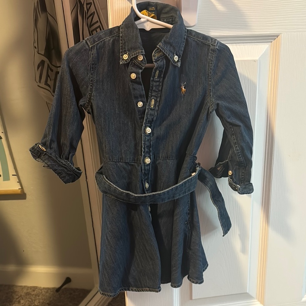 TODDLER- Denim Button-Up Dress with Belt